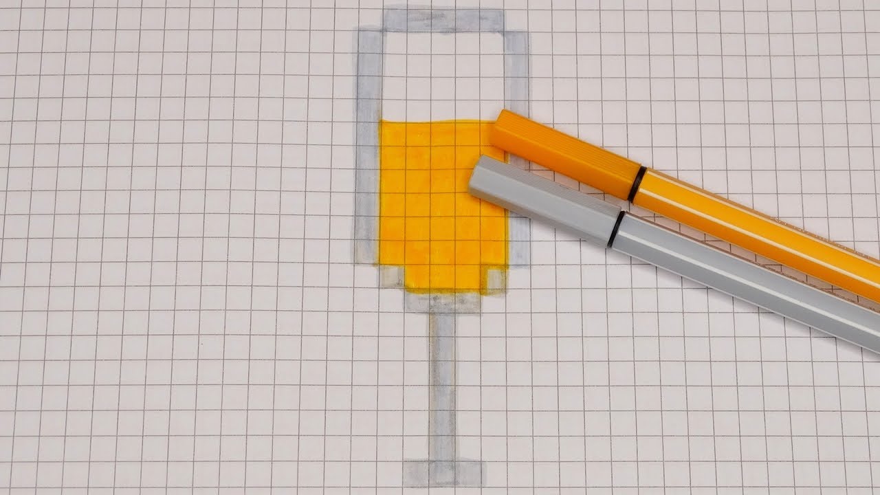 DIY Handmade Drawing Pixel Art | Champagne / Cocktail Glass | Draw with Me