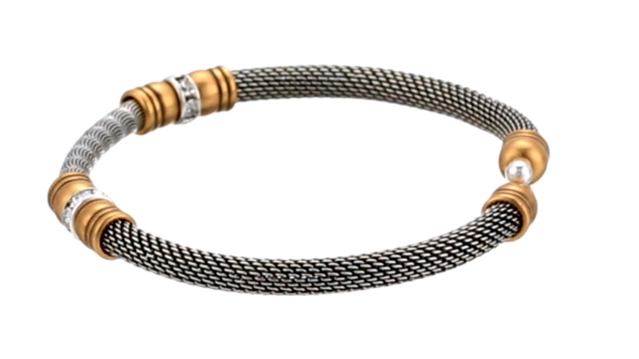 Alex and Ani Two-Tone Mesh Cuff Bracelet SKU: 9321043