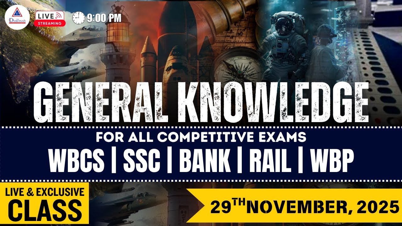 Important General Knowledge Live Class of 29TH DECEMBER for 