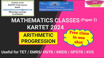 #kartet 2024 ✨Arithmetic progression✨ ( ಸಮಾಂತರ ಶ್ರೇಡಿ ) #unfogwithdrataharparveen #ktet maths class