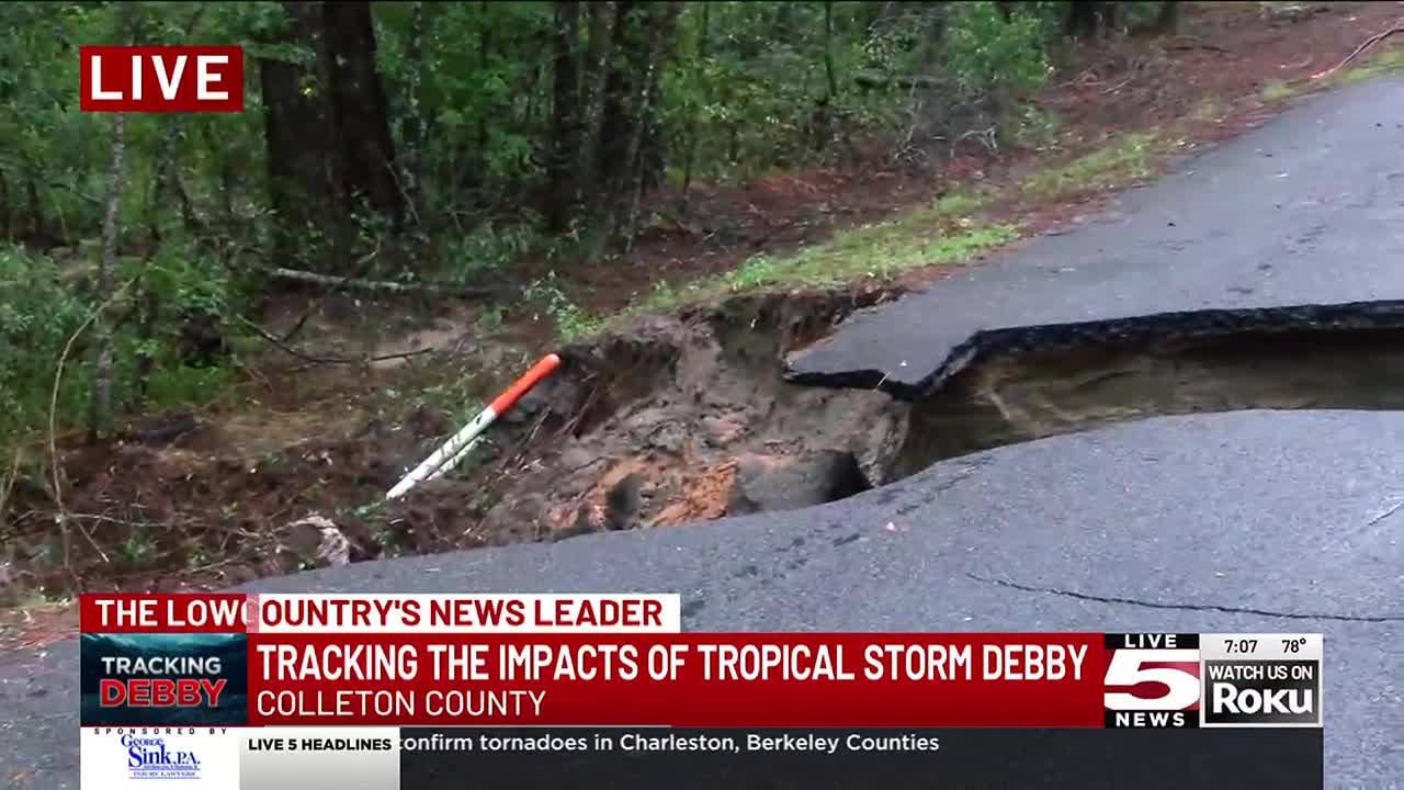 VIDEO: Colleton Co. road washes out - YouTube