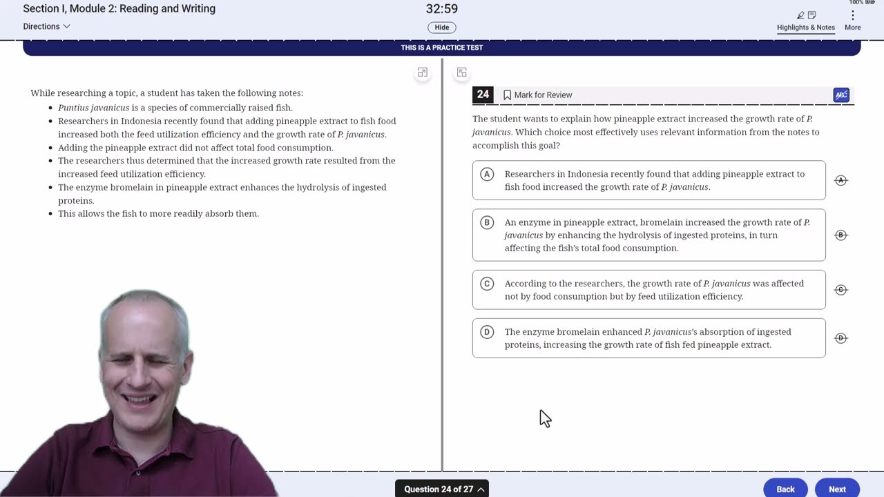 Digital SAT Bluebook Official Practice Exam 10 Harder Reading & Writing Module 2 Full Walkthrough