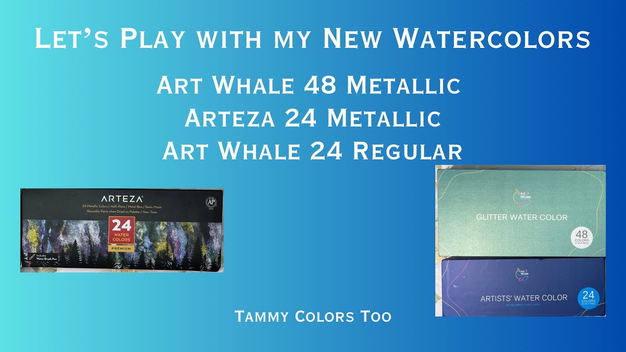 Arteza Professional Watercolor Artist Paint Set, Metallic, Half Pans,  Non-Toxic - 24 Colors 