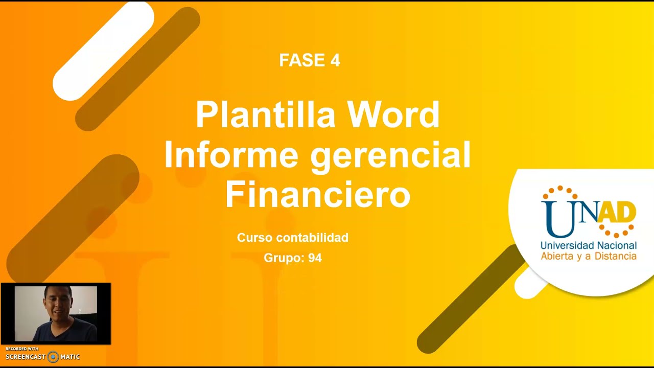 UNAD | CONTABILIDAD | FASE 4 | Informe gerencial Financiero - YouTube