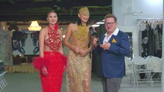 Models Albina and Iana walk for Designer Caroline Derpienski at FDLA