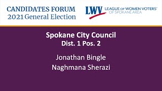 Spokane City Council Dist 1 Pos 2, 2021 General Election Candidate Forum