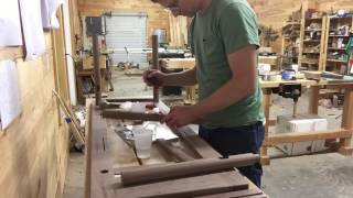 Glueing Up Leg and Stretchers On a Danish Cane Bench