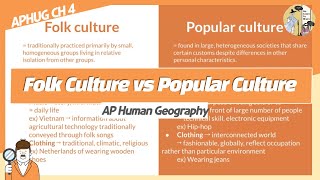 [AP Human Geography] Folk culture vs Popular Culture / Ch 4 / 세인트폴 10학년의 지식나눔