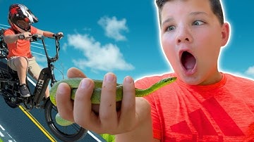 Caleb’s FIRST E-BIKE RIDE! 🐍 We Found a SNAKE on Our Bug Hunt! | TST CarrierCargo Ebike