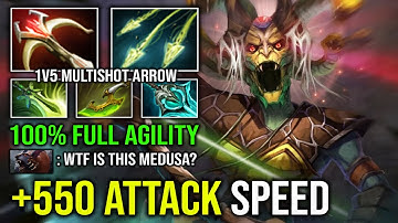 WTF +550 ATTACK SPEED Full Agility Disperser Butterfly 1v5 Multishot Arrow Super Medusa Dota 2