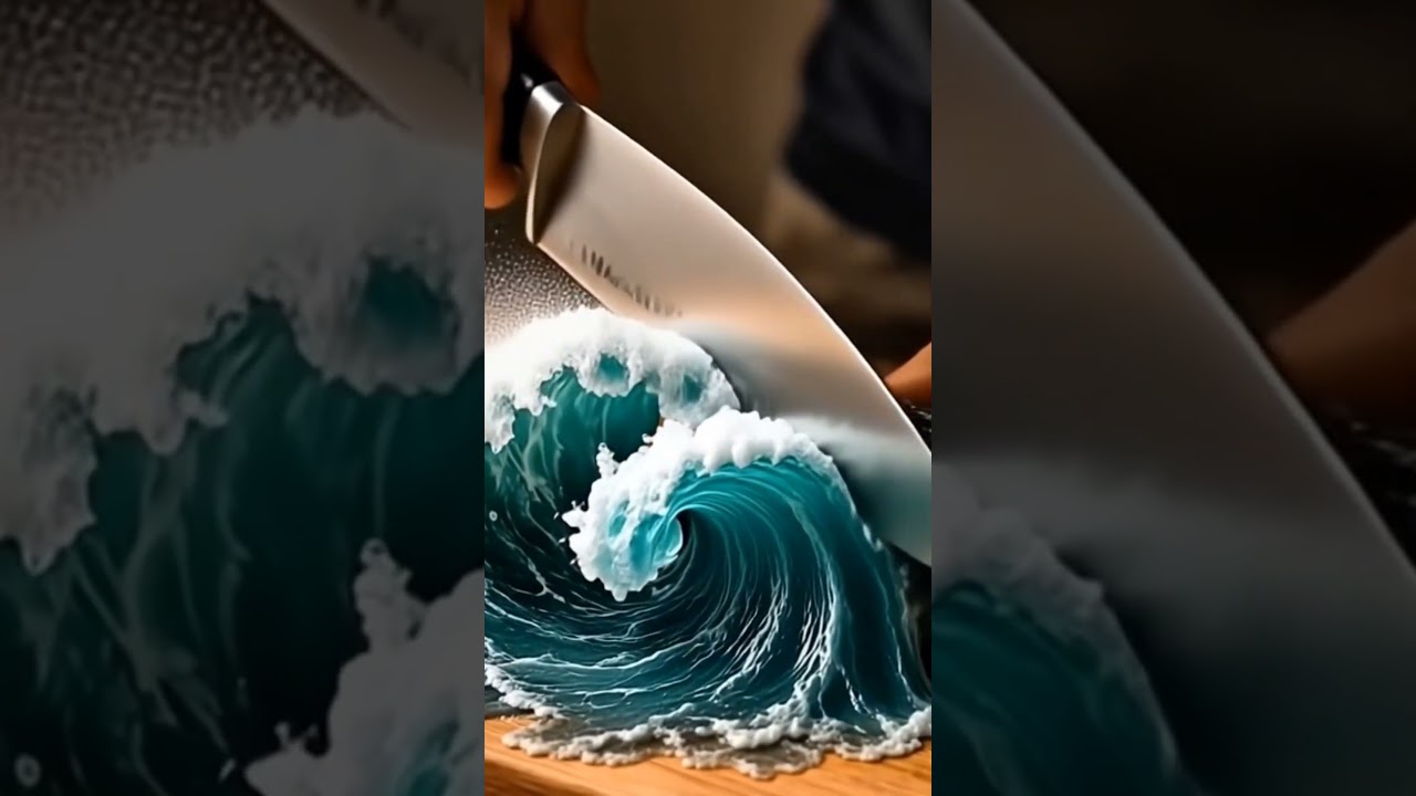 Ai art of cutting three dimensional ocean water 