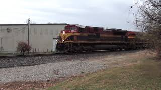 KCS #4161 leads NB Grain Train with IAIS Hoppers. Grandview, MO 11/21/20