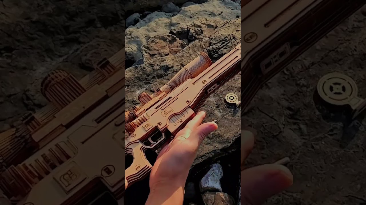 Wooden puzzle toy gun without a single screw, no like? 