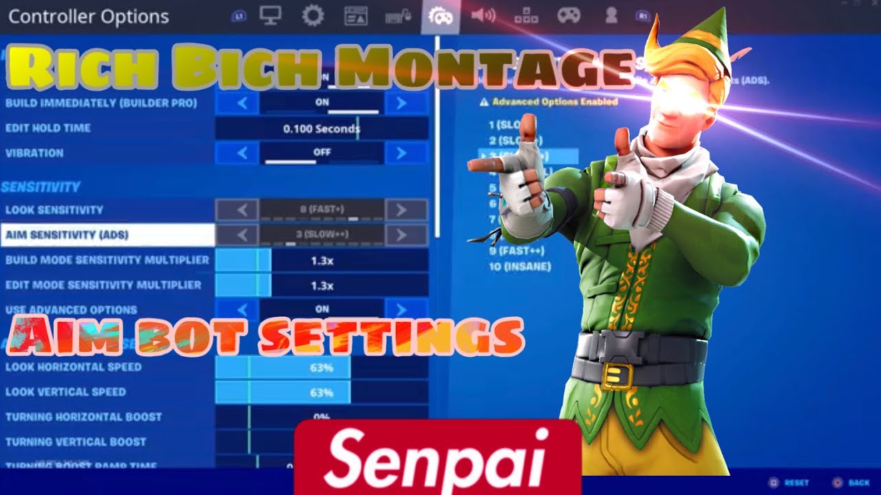 Rich B*ch Aimbot linear Fortnite settings (ps4 Xbox) YouTube