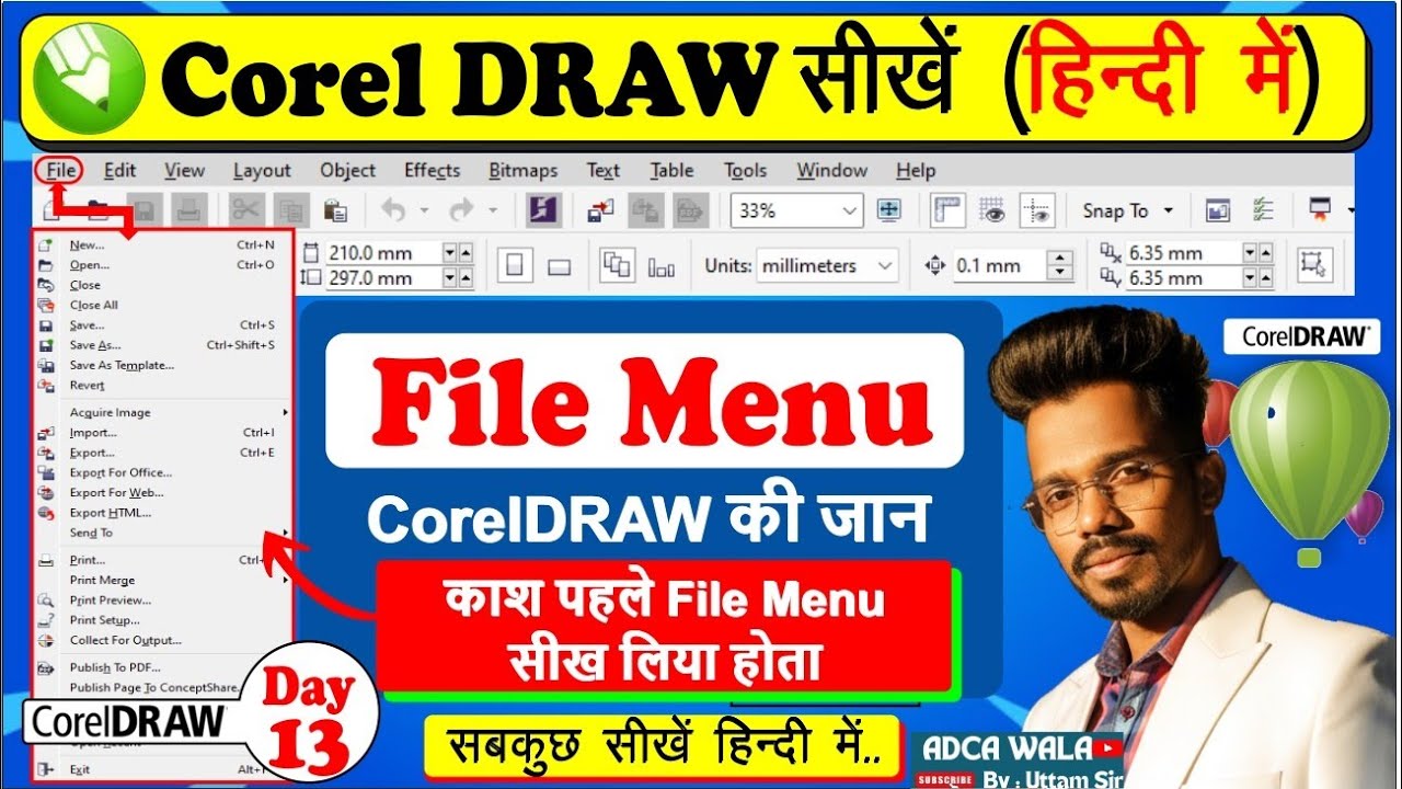 Filemenu Coreldraw CorelDRAW File Menu Full Tutorial | File Menu की पूरी जानकारी Hindi में ...