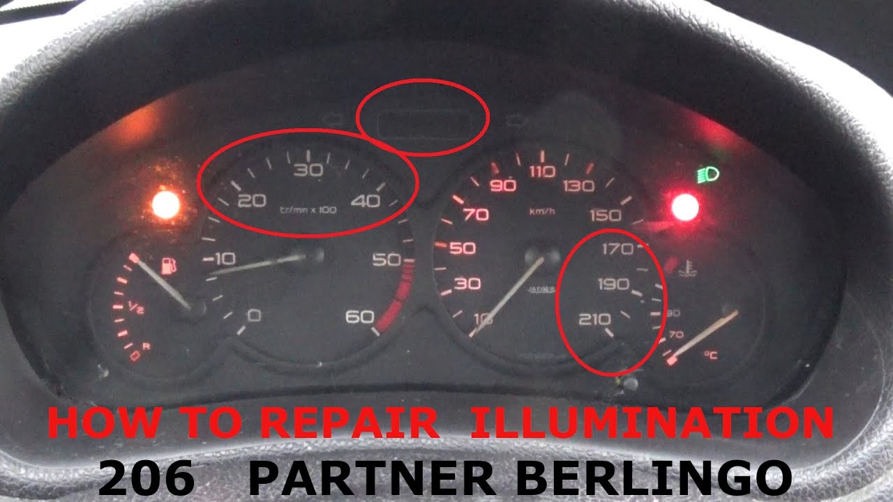 Naprawa Podświetlenia Licznika Peugeot 206 Partner Citroen Berlingo. How Tu Repair Illumination. - Youtube