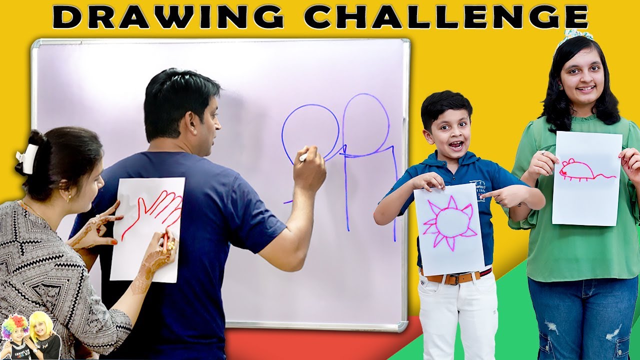 Drawing Challenge Family Challenge yu And Pihu Show Youtube