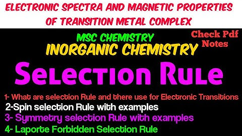 Selection Rule For Electronic(d-d)Transition •MSc INORGANIC CHEMISTRY• #notes @itschemistrytime