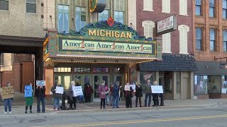 Community members protest leadership at Michigan Theater in Jackson