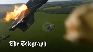 Russian pilot ejects from fighter jet seconds before Ukraine missile strikes