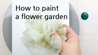 (431) How to paint a flower garden with shower ball | Fluid Acrylic for beginner | Designer Gemma77