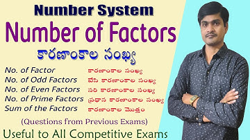 Number System I Questions on Factors of a Number I Odd/even Factors I Sum of Factors I Ramesh Sir