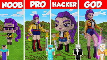 Rumi KPop Demon Hunters Build Battle Challenge - Noob vs Pro vs Hacker vs God - Minecraft Animation