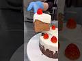 ベルギー産高級チョコを使ったチョコバスクチーズケーキ。外は香ばしく焼き上げ、中はテリーヌのようにしっとりなめらかじスプーンを入れた瞬間のこの苺に生クリームトッピングで見た目も最高のビジュアル!