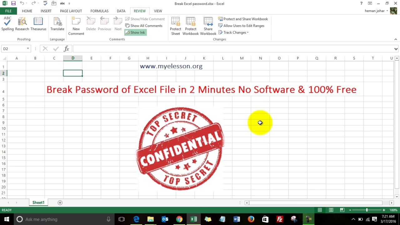 Break Password Of Excel File Youtube