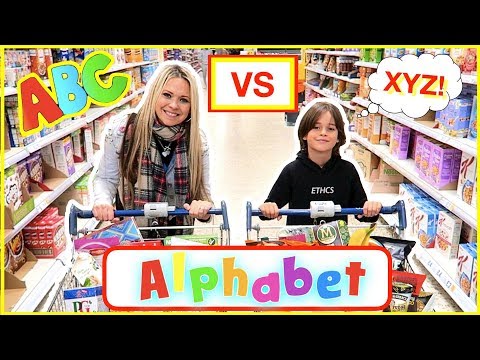 ALPHABET SHOPPING CHALLENGE 🍎 KID vs MUM 😂 Supermarket ABC food challenge!!