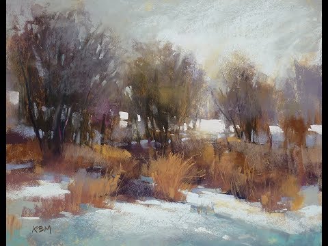絵画 Winter in pastel Painting a Winter Landscape in Pastel - YouTube