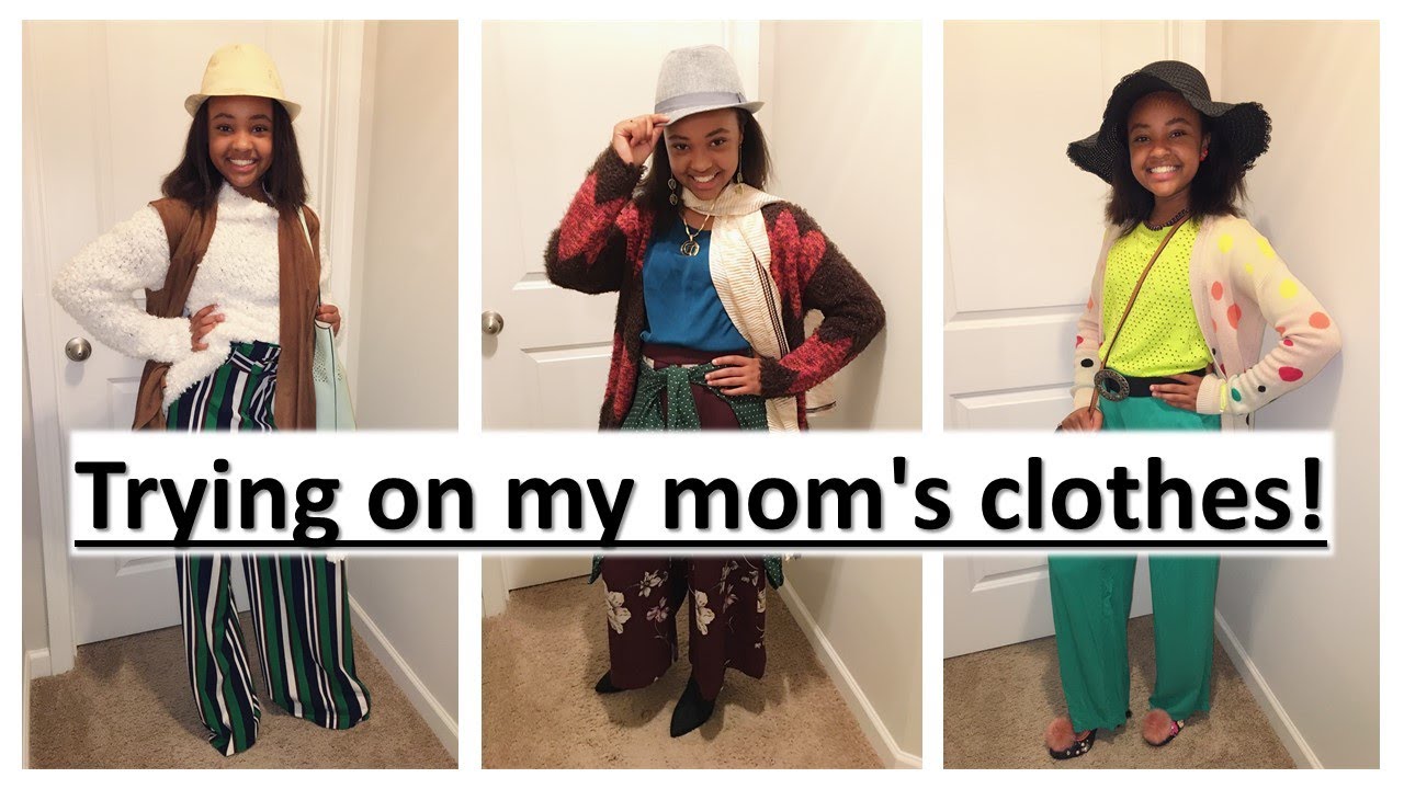 Trying on my moms clothes and shoes | Moms closet tour