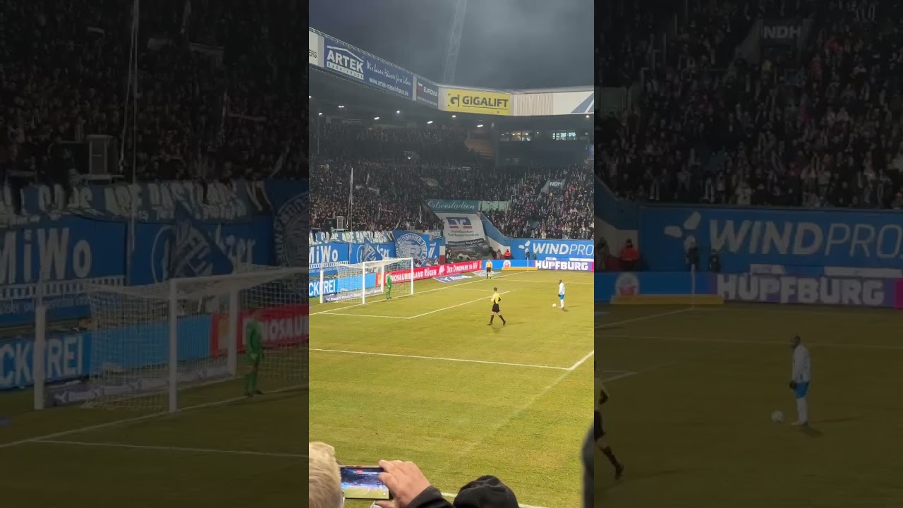 Hansa Rostock-Erzgebirge Aue Tor zum 4:1 Elfmeter Kinsombi,12.3.2025,28.Spieltag