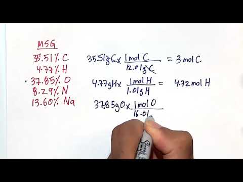 Quick video: Calculating the empirical formula from mass percentages (Monosodium Glutamate MSG)