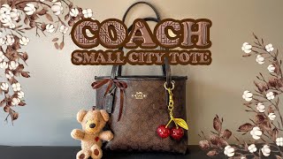 Review + What fits in my Coach small city tote! 🐻🤎