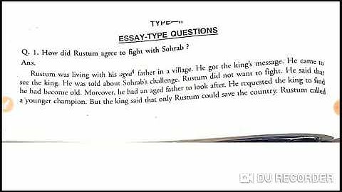 Long Questions of the Chapter 7 Sohrab and Rustum-II. English literature Class+1.