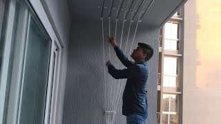 How to install pulley cloth Drying Hanger Celling Roof in Balcony