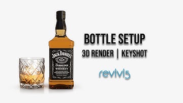 Keyshot Whiskey Bottle and Glass Render