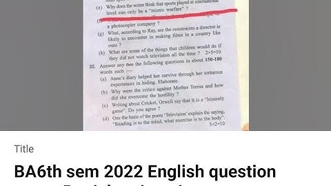 BA6th sem 2022 English question paper Punjab university