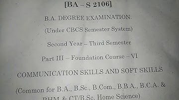Degree 2nd year 3rd sem communication skills and soft skills public paper