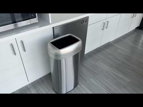 16 Gallon / 61 Liter Stainless Steel Oval Open Top Trash Can with Wheels and Dual Odor Filters