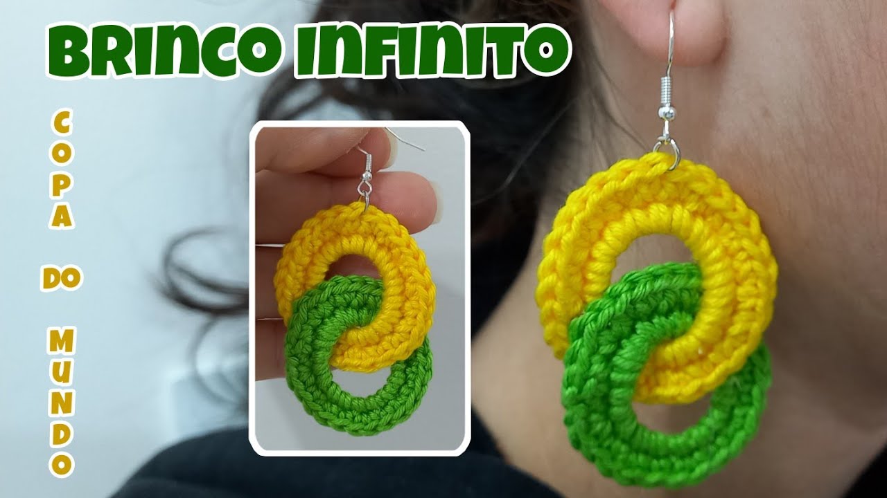 Brinco de crochê fácil (Infinito) Copa do mundo