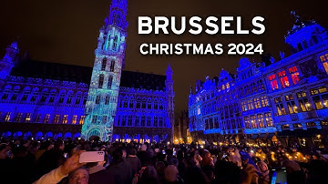 🇧🇪 Brussels, Belgium - Christmas 2024 Grand Place Light Show  [4K]