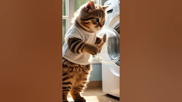 Watch the video about A Cat Washing Clothes – Funny Cartoon for **** #cute #cat #funny