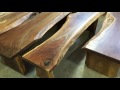 Rustic live edge benches custom made with solar power and recycled woods. Rustic live edge benches custom made with solar power and recycled woods.
