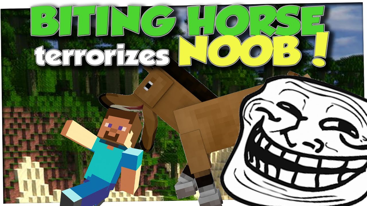 Minecraft Trolling - BITING HORSE ATTACKS PLAYER (Minecraft Pranks Ep 45) - YouTube