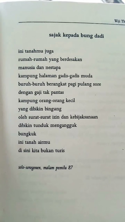 #shorts Puisi Wiji Thukul 'sajak kepada bung dadi' #fyp