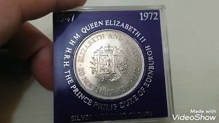 1972 England 25th Anniversary of the Marriage Queen Elizabeth u0026 Prince Philip Duke of Edinburgh 25p