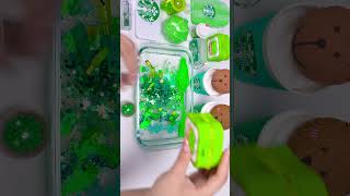 GREEN SLIME 💚 Mixing Starbucks Makeup Slime ASMR #slime #makeupslime #asmr