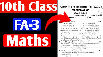 Ap 10th Class Fa-3 Question Paper (2022-23) |10th Class fa2 Maths Question Paper|Model paper
